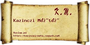 Kazinczi Máté névjegykártya